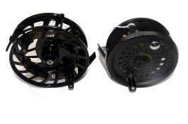 REELS: (2) Leeda Magnum 200D bar stock alloy salmon fly reel, 4