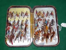 FLY BOX: Hardy Neroda No.1A mottled brown fly box, 6.25