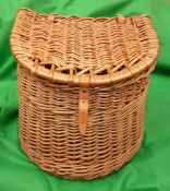 CREEL: Traditional willow half-moon sit-on coarse fisher's creel, standing 14