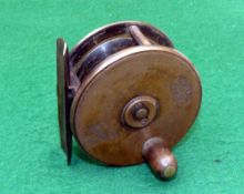 REEL: Hardy all brass Birmingham plate wind reel, 2.5