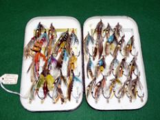 FLY BOX: Fine early Hardy black japanned slim pocket fly box 6