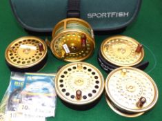 REEL & SPOOLS: (5) Hardy Golden Sovereign 11/12 alloy salmon fly reel, in as new condition, rear