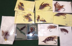 FLIES: Collection of vintage salmon flies incl. 12 x gut eyed salmon flies up to 3