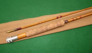 ROD: Eggington & Son, Merton, London 9' 2 piece split cane trout fly rod, fine condition, burgundy