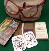 ACCESSORIES: (Qty) Brady Conway willow creel with canvas over bag, c/w shoulder strap, some wear