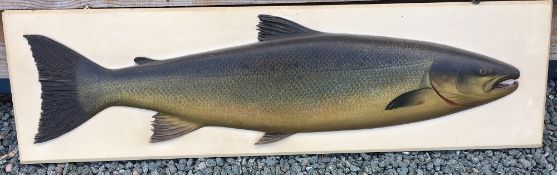 CARVED FISH: Fine Fochaber style carved wood half block fish, hand painted in great detail, the fish