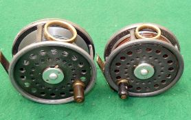 REELS: (2) Pair of Dingley pattern alloy salmon fly reels, a Sharpe of Aberdeen 3.75