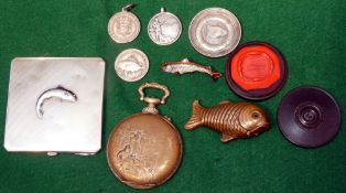 FISHING EPHEMERA: Four silver angling medals Ye Old House Angling Club 1931, angler to front, Deal &