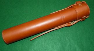 ROD TUBE: Fine Hardy leather Smuggler rod tube case in new condition, 16.25