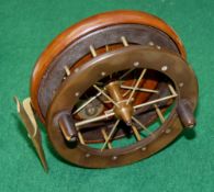 REEL: Rare early Coxon Aerial reel with ultra slim ebonite drum flange plates, 6 spoke no tension