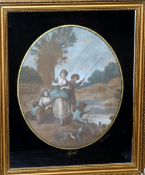 ENGRAVING: April by Francesco Bartolozzi, oval stipple engraving published by T Mackin 1790