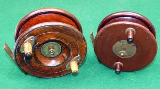 REELS: (2) Pair of early wood/brass Nottingham starback reels, a 4
