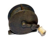 REEL: Early J Jones Maker brass folding handle winch, 3
