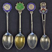 4x Silver and Enamel Golf Spoons to include Brandwood House GC 1935, Kirkby GC 1936, Nevin &