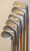 Collection of R Forgan & Sons St Andrews Scotia irons and putter to incl driving iron, L model