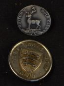 2x white metal golf buttons to incl 1904 West Essex Golf Club engraved on the back 