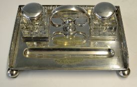 1910 Dunaverty Golf Club silver plated desktop set - engraved 