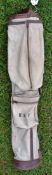 Bridge Steel leather and canvas oval shaped golf bag c/w with folding travel hood/pocket, ball