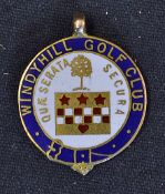 Fine 1936 Windyhill Golf Club Glasgow 9ct gold and enamel medal - engraved on the reverse 