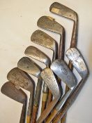 10x various smf and face marked irons - Walter Hagen deep face mashie, Callen Super Special large