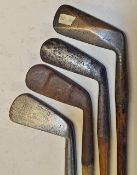 4x interesting irons to incl bronze diamond back driving iron, Halley's Cross Sword Sammy, Gibson 