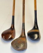 3x good size striped top fairway woods to incl P Cafferty brassie, another with fibre central face