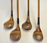 4x interesting large headed woods to incl J Carstairs striped top brassie - Jack White Autograph