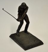 Heredities bronzed golfing figure in the style of Jack Nicklaus - c/w monogram stamped 
