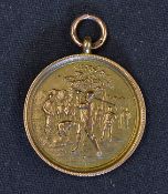 Fine 1929 Huyton Golf Club 9 ct gold Scratch Medal - with embossed golfing scene on the obverse