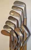 10x various smf and face marked irons to incl Simpson jigger, James Crowley Sammy, Rangefinder