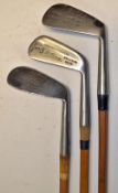 3x various Hardy Bros Palakona irons to incl Geo Nicoll flanged sole no. 3 iron, Jack White