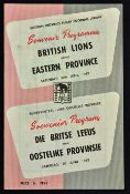 1962 British Lions v Eastern Province rugby programme played at Port Elizabeth on 30th June with the