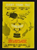 1962 British Lions tour to South Africa (and others) itinerary booklet - small yellow card covered