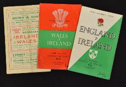 3x Ireland rugby programmes from the 1950's (A) to include v Wales '57 & '50 and v England '58 -