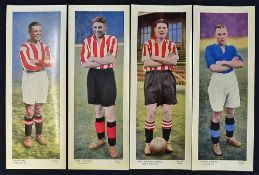 Complete set of Topical Times football cards, colour set dated 1936, size 90mm x 25mm approx., 16/