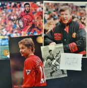 Hand signed prints of Alex Ferguson, Eric Cantona, Wilf McGuinness, Ole Gunnar Solskjaer, plus a