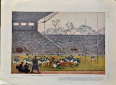 1924 France v Ireland rugby colour magazine print from the French periodical 
