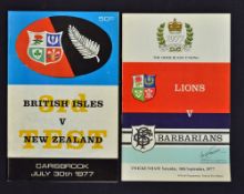 2x 1977 British Lions rugby programmes - to incl v New Zealand 3rd Test played at Dunedin and v