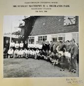 Stanley Matthews Signed Football Ephemera to include Sir Stanley Matthews XI v Highlands Park signed