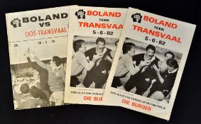 2x 1970/80s Boland (South Africa) rugby programmes homes - to incl vs Eastern Transvaal '78 and 2x v