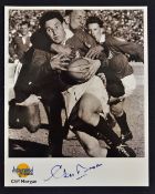 1955 British Lion Cliff Morgan signed photograph -b/w action shot in Lions kit in SA of the late