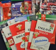 Collection England v Wales five and six nations rugby programmes (H) & (A) from 1988-2004 a complete
