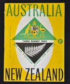 1962 New Zealand v Australia rugby programme - 3rd test played at Eden Park Auckland slight