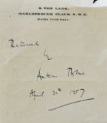 Autograph - Sir Arthur Bliss signed notepaper headed Marlborough Place dated April 30th 1957,