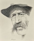 Moroney, Ken (b.1949) Original Drawing Old Man in Hat signed, framed measures 27 x 32cm overall.