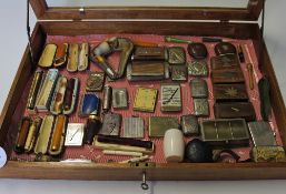 Collection of Vesta Cases, Pipes, Cheroot Holders includes tobacco boxes, stamp holders, needles