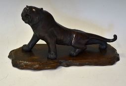 Japanese Tiger Figure by Genryusai Seiya - Meiji - marked to the underside, a beast in full