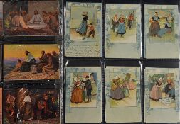 Interesting Mixed Postcard Selection to include Religious scenes, CWF series Children, The