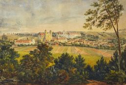 Attributed Adolf Hitler painting - a water colour depicts an overlooking town scene, signed and