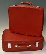 Pair of Retro Antler Airway Suitcases in red vinyl, appear unused still with original packaging